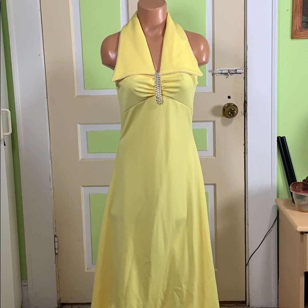 VINTAGE PEARL sleeveless bridesmaid dress yellow 4